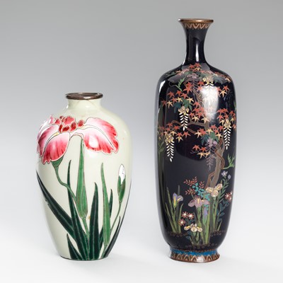 Lot 167 - A LOT WITH TWO CLOISONNÉ ‘FLORAL’ VASES