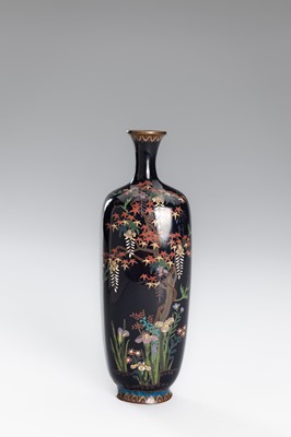 Lot 1548 - A LOT WITH TWO CLOISONNÉ ‘FLORAL’ VASES