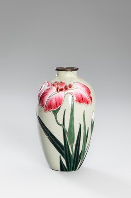 Lot 1548 - A LOT WITH TWO CLOISONNÉ ‘FLORAL’ VASES