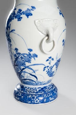 Lot 220 - KAWAMOTO MASUKICHI: A PAIR OF FINE SETO BLUE AND WHITE PORCELAIN VASES