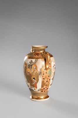 Lot 1570 - A GROUP LOT WITH TWO SIGNED SATSUMA EARTHENWARE VASES