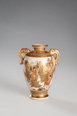 Lot 1570 - A GROUP LOT WITH TWO SIGNED SATSUMA EARTHENWARE VASES