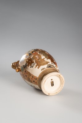 Lot 1570 - A GROUP LOT WITH TWO SIGNED SATSUMA EARTHENWARE VASES