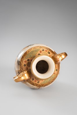 Lot 1570 - A GROUP LOT WITH TWO SIGNED SATSUMA EARTHENWARE VASES