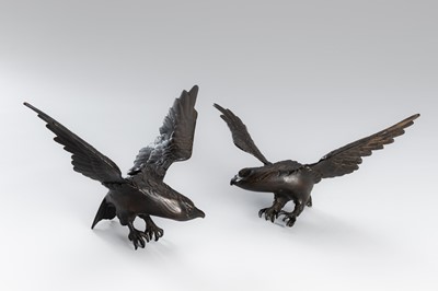 Lot 29 - A PAIR OF BRONZE ‘EAGLE’ KORO (INCENSE BURNER)