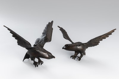 Lot 29 - A PAIR OF BRONZE ‘EAGLE’ KORO (INCENSE BURNER)