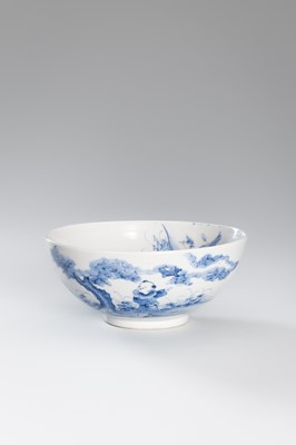 Lot 223 - HOTO: A BLUE AND WHITE HIRADO PORCELAIN BOWL
