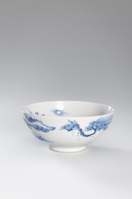 Lot 223 - HOTO: A BLUE AND WHITE HIRADO PORCELAIN BOWL