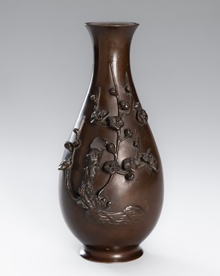 Lot 788 - A BRONZE VASE WITH CHERRY BLOSSOMS, QING DYNASTY
