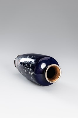 Lot 165 - A MIDNIGHT-BLUE CLOISONNÉ VASE WITH SPARROWS AND SAKURA BLOSSOMS