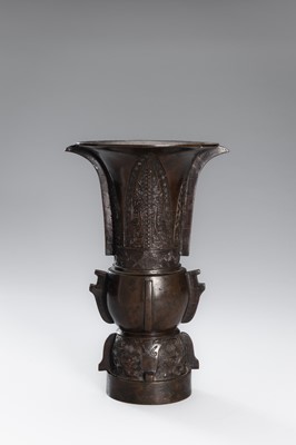 AN ARCHAISTIC BRONZE VASE, GU, CHINA, QING DYNASTY