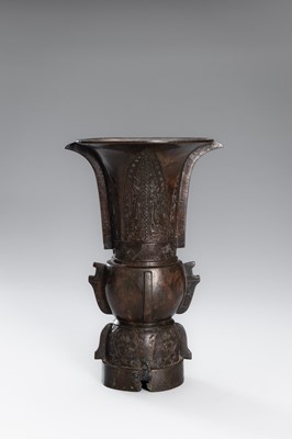 AN ARCHAISTIC BRONZE VASE, GU, CHINA, QING DYNASTY