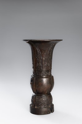 AN ARCHAISTIC BRONZE VASE, GU, CHINA, QING DYNASTY