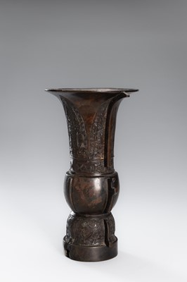 AN ARCHAISTIC BRONZE VASE, GU, CHINA, QING DYNASTY