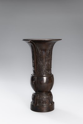 AN ARCHAISTIC BRONZE VASE, GU, CHINA, QING DYNASTY