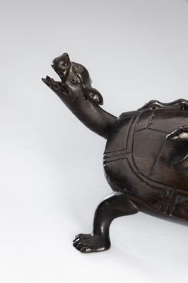 Lot 40 - A BRONZE ‘CRANE AND MINOGAME’ OKIMONO