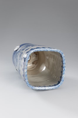 Lot 222 - KATO SAMPEI: A SETO-WARE BLUE AND WHITE PORCELAIN ‘BIRDS AND FLOWERS’ VASE