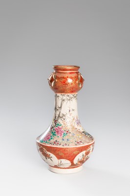 Lot 210 - A FINE SATSUMA PORCELAIN VASE WITH FLOWERS