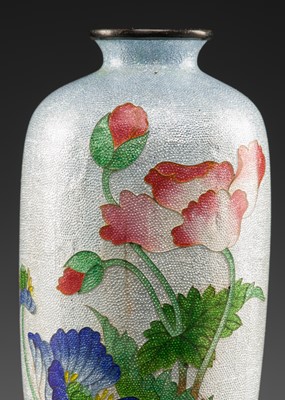 Lot 168 - OTA: GINBARI CLOISONNÉ VASE WITH PEONY BLOSSOMS