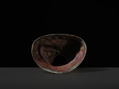 A GILT-BRONZE REPOUSSÉ FIGURE OF BUDDHA SHAKYAMUNI, INNER MONGOLIA, DOLONNOR MONASTERY, 18TH CENTURY