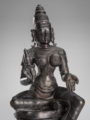Lot 1263 - A HEAVY BRONZE FIGURE OF SRI DEVI