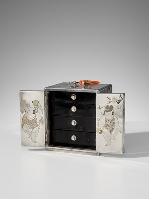 Lot 15 - TERUYOSHI: A FINE SILVER KODANSU (SMALL CABINET)