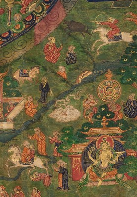 Lot 45 - A THANGKA OF THE VASUDHARA MANDALA, 18TH-19TH CENTURY