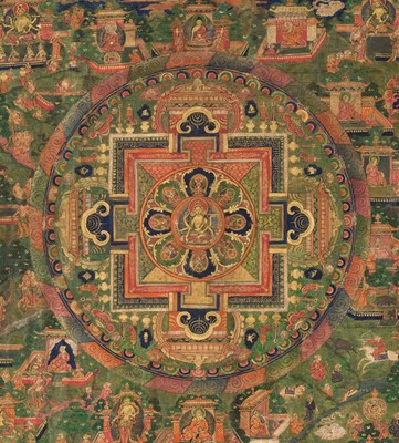 Lot 45 - A THANGKA OF THE VASUDHARA MANDALA, 18TH-19TH CENTURY