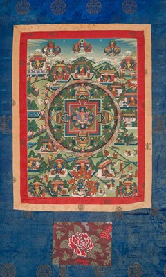 Lot 46 - A THANGKA DEPICTING THE VASUDHARA MANDALA, TIBET, 18TH-19TH CENTURY