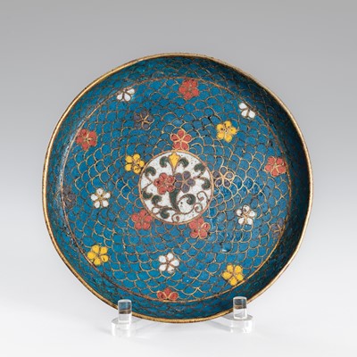 Lot 1023 - A CLOISONNÉ ENAMEL ‘FLORAL’ DISH, CHINA, MING DYNASTY