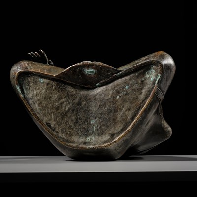 Lot 79 - A LARGE SILVERED BRONZE FIGURE OF BUDDHA SHAKYAMUNI, TIBETO-CHINESE, 15TH CENTURY, POSSIBLY IMPERIAL WORKSHOPS BEIJING