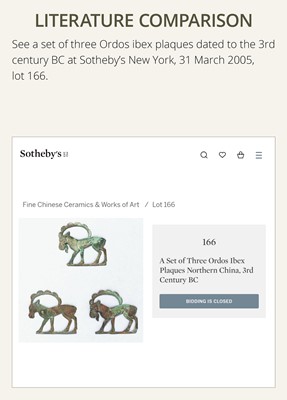 Lot 77 - A GROUP OF THREE ORDOS BRONZE PLAQUES