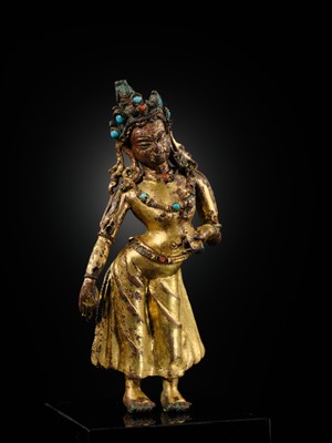 A GILT-BRONZE FIGURE OF TARA, EARLY MALLA PERIOD, 1100 – 1382 AD