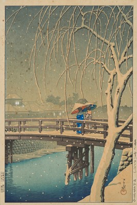 Lot 355 - KAWASE HASUI: EVENING SNOW AT EDOGAWA RIVER