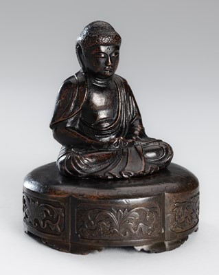 Lot 76 - A SMALL COPPER ALLOY FIGURE OF BUDDHA