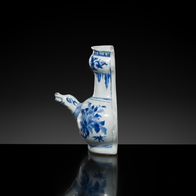 Lot 171 - A BLUE AND WHITE FLATBACK KENDI, TRANSITIONAL PERIOD, FROM THE HATCHER CARGO