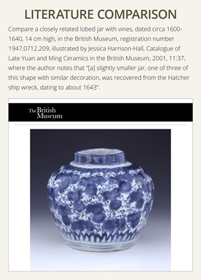 Lot 169 - A MELON-FORM ‘GOURD-VINE’ JAR, TRANSITIONAL PERIOD, FROM THE HATCHER CARGO