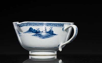 Lot 178 - A BLUE AND WHITE LARGE BOWL-SHAPED JUG, QIANLONG PERIOD, FROM THE NANKING CARGO