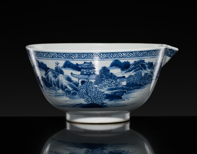 Lot 178 - A BLUE AND WHITE LARGE BOWL-SHAPED JUG, QIANLONG PERIOD, FROM THE NANKING CARGO