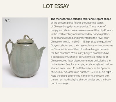 Lot 7 - A RARE LONGQUAN CELADON MELON-FORM TEAPOT, SOUTHERN SONG-YUAN DYNASTY