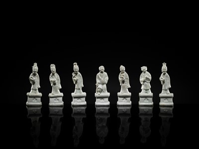 Lot 33 - A RARE GROUP OF SEVEN DEHUA GLAZED FIGURES OF THE DAOIST IMMORTALS, BAXIAN, QIANLONG PERIOD, FROM THE NANKING CARGO