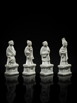 Lot 33 - A RARE GROUP OF SEVEN DEHUA GLAZED FIGURES OF THE DAOIST IMMORTALS, BAXIAN, QIANLONG PERIOD, FROM THE NANKING CARGO