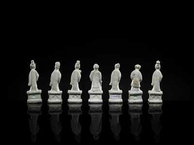 Lot 33 - A RARE GROUP OF SEVEN DEHUA GLAZED FIGURES OF THE DAOIST IMMORTALS, BAXIAN, QIANLONG PERIOD, FROM THE NANKING CARGO