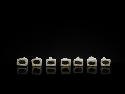 Lot 33 - A RARE GROUP OF SEVEN DEHUA GLAZED FIGURES OF THE DAOIST IMMORTALS, BAXIAN, QIANLONG PERIOD, FROM THE NANKING CARGO