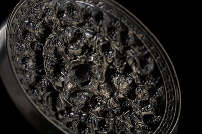 Lot 198 - A SMALL ‘LION AND GRAPEVINE’ BRONZE MIRROR, TANG DYNASTY