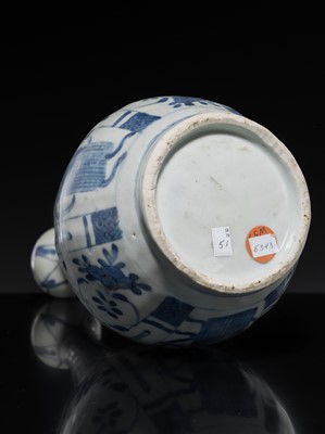 Lot 170 - A BLUE AND WHITE GARLIC MOUTH VASE, TRANSITIONAL PERIOD, FROM THE HATCHER CARGO