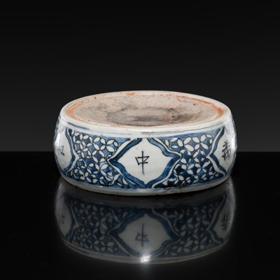 Lot 165 - A BLUE AND WHITE INKSTONE, LATE MING DYNASTY