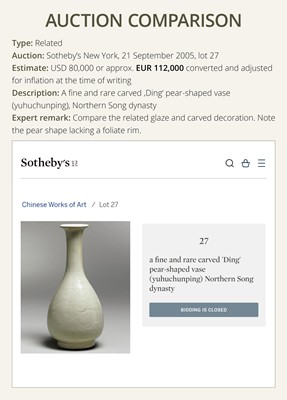 Lot 4 - A RARE DINGYAO CARVED ‘LOTUS’ FOLIATE-RIMMED VASE, HUAKOUPING, NORTHERN SONG-JIN DYNASTY