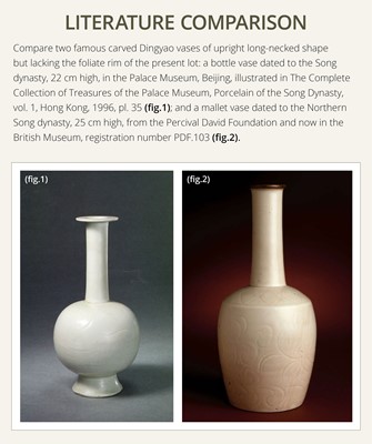 Lot 4 - A RARE DINGYAO CARVED ‘LOTUS’ FOLIATE-RIMMED VASE, HUAKOUPING, NORTHERN SONG-JIN DYNASTY