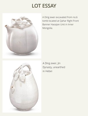 Lot 3 - A RARE SMALL DINGYAO ‘MELON’ EWER, NORTHERN SONG DYNASTY